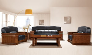 中式实木 头层牛皮办公沙发HY-S939